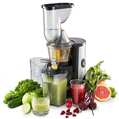 Slow Juicer Obst- und Gemüseentsafter, BPA-frei, Twinzee - 2 Siebe (Fein und grob) - Großer Einfüllschacht (75 mm), CE-Kennzeichnung, Leichte Reinigung dank Mitgelieferter Bürste