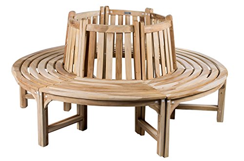 Trendy-Home24 Baumbank Rundbank Teakholz Holzbank Gartenbank Teakbank 180 cm Massivholz