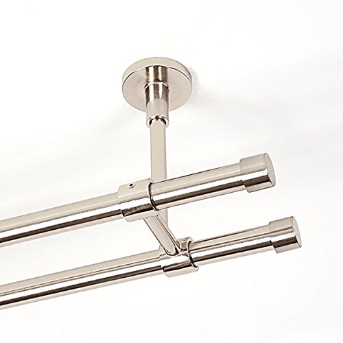 Ventanara Gardinenstange 160 cm 2 läufig 16 mm mit Endstücken Standard inklusive 32 Ringen Deckenmontage