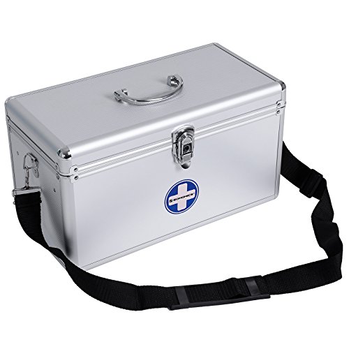 SONGMICS Verbandkasten leer, Box mit 2 Schichten aus Alu 40 x 20,5 x 22,5 cm JBC36S