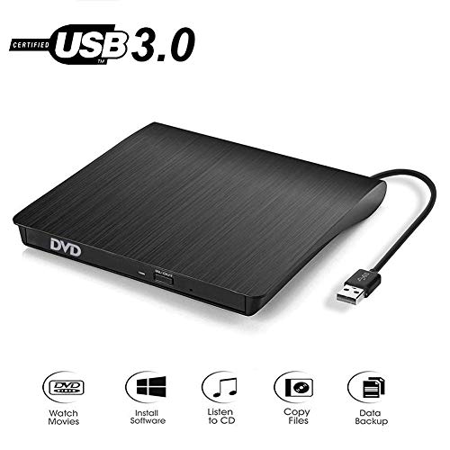 Externes CD DVD Laufwerk, USB 3.0 DVD CD Brenner Tragabar Brenner DVD-RW DVD/CD, Kompatibel mit Win10/XP/Win 7/Win 8, Laptop, Mac, MacBook Air/Pro