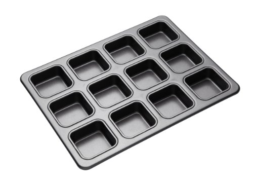 KitchenCraft KCMCHB69 Antihaft-Brownie-Backform mit Mulden, Stahl, grau, 26 x 34 x 3 cm