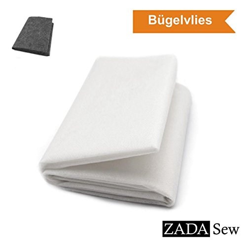 ORIGINAL von ZADA Sew - Bügelvlies | Volumenvlies | Vlieseline | Vlieseinlage | Bügeleinlage | Doppelseitig | Einseitig | Klebevlies | Nähen | (Mittel (40+18 g/m2), Weiß)