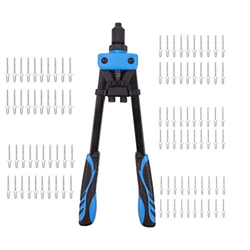 CCLIFE 100 tlg Blindnietzange Nietenzange Set popnietenzange Nietzange Satz 2,4/3,2/4,0/4,8/6,4 mm inkl. 100 Blindnieten