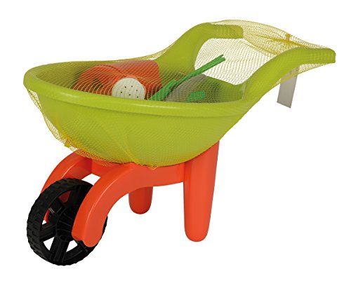 Simba 107137758 - Schubkarre mit Gartenwerkzeug, grün / orange