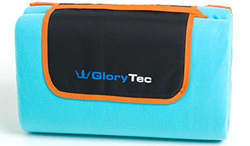 GloryTec Picknickdecke Outdoor 200 x 200cm - Flauschige Campingdecke XXL aus Fleece Wasserdicht, Wärmeisoliert und Schmutzabweisender Unterseite - Extra Leicht und Faltbar mit Tragegurt