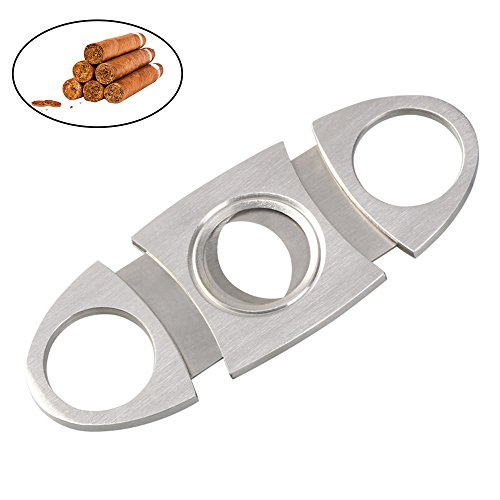 Vicloon Silber Edelstahl Zigarrenabschneider Zigarren Schneider Zigarren Cutter, Doppelte Klinge Schere