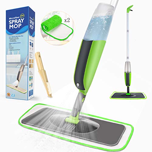 Tencoz Spray Bodenwischer Sprühwischer Bodenwischer mit 300ml integriertem Sprühtank im Stiel und 2-Mikrofaserbezug Wischer für Hauses, Büros, Küchenholzbodens