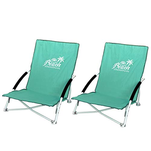 Wohaga 2 Stück Strandstuhl Summer-Beach inkl. Transporttasche Campingstuhl Gartenstuhl faltbar Grün Klappstuhl Anglerstuhl Faltstuhl