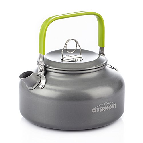 Overmont Tragbar Aluminium Camping Wasserkocher Kessel Teekanne Kaffeekanne für Outdoor Picknick Wandern 0,8I