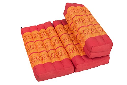 Handelsturm Faltbares Meditationskissen, Meditationssitz für Verschiedene Meditationstechniken, ALS Zafu und Zabuton, für Anfänger geeignet mit Fester Füllung aus Kapok, Thai Style rot orange