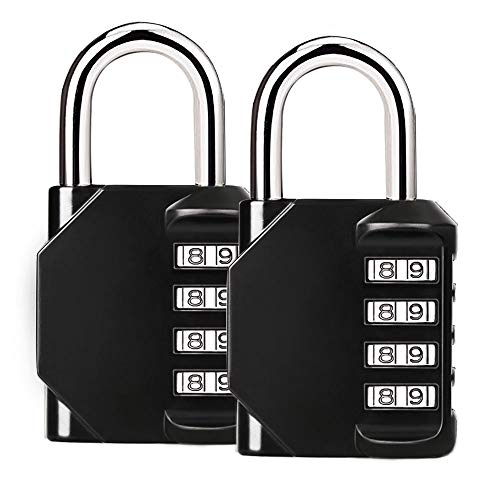 [2 Stück] 4-Stelliges Schloss Zahlenschloss, Nasharia Kombinationsschloss, Vorhängeschloss, Wetterfestes Metall & Plated Steel Combination Lock für Schule, Gym & Sports Locker, Hasp Cabinet & Storage.