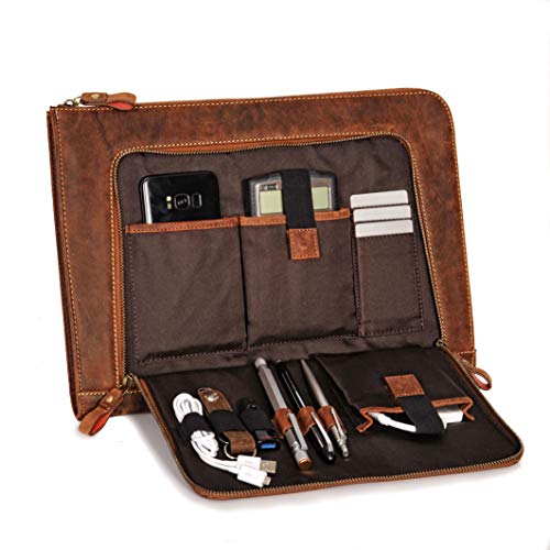 Donbolso Notebook Sleeve London braun - 13,3 Zoll Din A4 Laptop und Netbook Aktentasche aus Leder für Herren und Damen