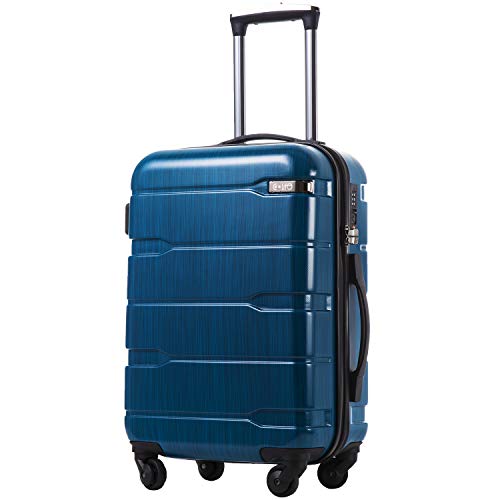 COOLIFE Koffer Reisekoffer vergrößerbares Gepäck PC + ABS 3-teiliges Set mit TSA-Schloss und Rollen 20 Zoll 24 Zoll 28 Zoll