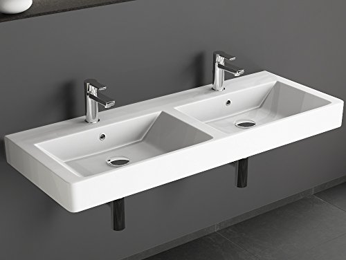Aqua Bagno Design Keramik Doppel Waschbecken 120 cm Doppelwaschtisch Doppelwaschbecken Möbelwaschtisch