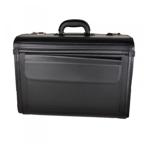 D&N Business & Travel Pilotenkoffer PU mit 2 Verschlüssen 51 cm Vortasche, schwarz