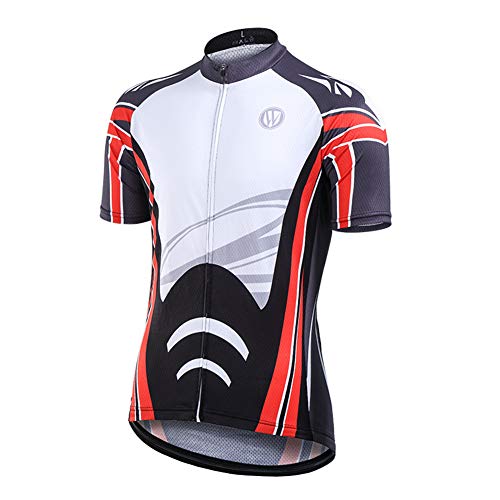 Fitsund Fahrrad Trikots Herren Radtrikot Kurzarm Schnell Trocknend Sommer Fahrradshirt (2XL, Weiß)