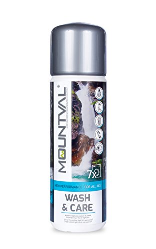 Mountval Wash & Care – Imprägnierwaschmittel für z.B. Sport Kleidung, Funktionskleidung, Funktionsjacken oder Outdoor Ausrüstung – Goretex Membran Waschmittel