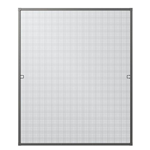 Rhino Screen Insektenschutz Fenster Spannrahmen Fliegengitter für Fenster Fenstergitter Fliegenschutz, aus Aluminium, anthrazit, 100 x 120 cm, 03753