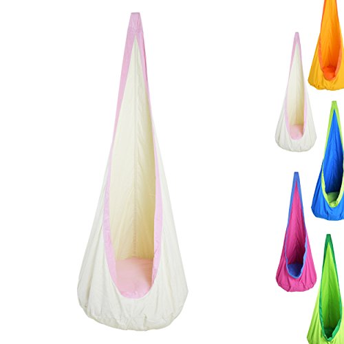 Pink Papaya Hängehöhle Doodle für Kinder, komfortabler - TÜV geprüfter - Hängesessel mit Sitzkissen, Hängesitz / Schaukelsitz - Weiss