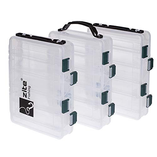 Zite Fishing Köderbox-Set - 3 doppelseitige Köderboxen mit Tragegriff 20x15,5x4,5cm - Kunstköder-Box für Wobbler, Blinker usw.