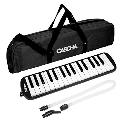 CASCHA HH 2061 Melodica mit Tasche und Mundstück, Instrument für Kinder und Anfänger, schwarz