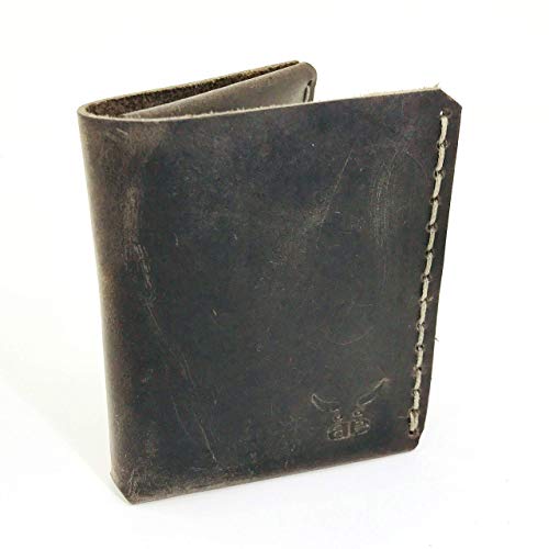 grauer mini Männer Leder Geldbeutel - handgenäht & metallfrei