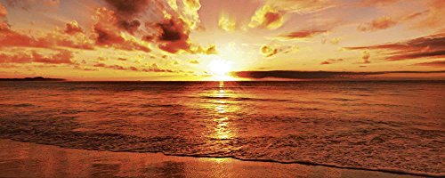 Artland Qualitätsbilder I Glasbilder Deko Glas Bilder 125 x 50 cm Landschaften Gewässer Meer Foto Orange D8PH Schöner tropischer Sonnenuntergang am Strand