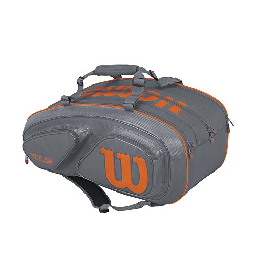 WILSON Tour V 15 Pack Gyor, Unisex-Erwachsene Rucksack, Grau (Grey/Orange), 36x24x45 cm (W x H L)