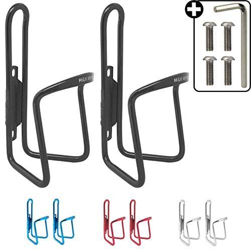 HiLo sports 2er Set Fahrrad Flaschenhalter | 4 Schrauben + Werkzeug | 4 Farben (schwarz)