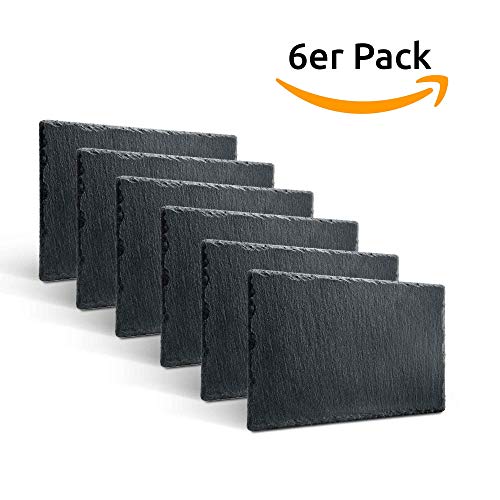 BonAura Schieferplatten - Schiefer Tischuntersetzer Servierplatten zum Anrichten & Dekorieren von Gerichten 20x30cm (6)