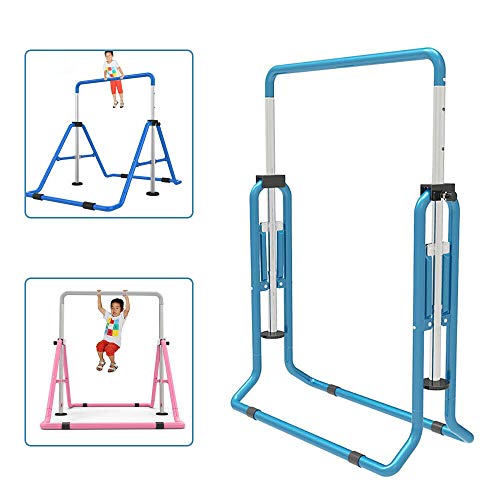 SHIOUCY Turnreck Gymnastik Kinder Garten Reck Reckanlage Turnstangen Horizontale Training Bar Trainingsgeräte Outdoor Fitness Höhenverstellbar (Blau)
