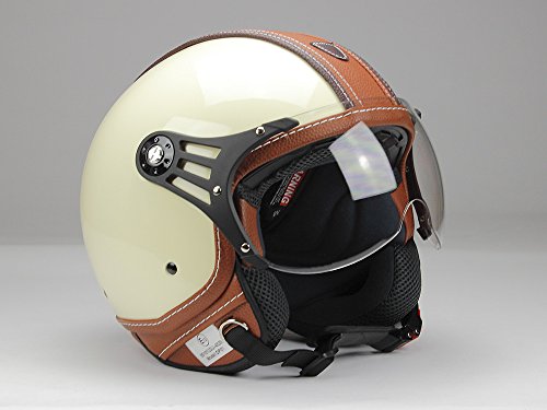 BNO-PL28 Jethelm Beige glänzend + Braun, Motorradhelm, Schutzhelm Helm S - XL (XL)