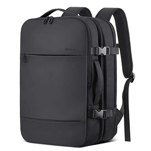 SHIELDON Reiserucksack, Supergroß Laptop Rucksack, 17 Zoll Erweiterbar Diebstahlsicher Wasserabweisend Daypack, Handgepäck Rucksäcke im Flugzeug, Backpack für Bissness Travel Ourdoor, 23L-38L(Schwarz)