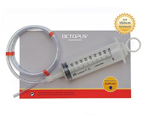 100 ml Dosierspritze mit 150 cm Schlauch aus PVC, Plastikspritze mit PVC-Schlauch, Futterspritze, Marinierspritze, Absaugspritze mit Schlauch