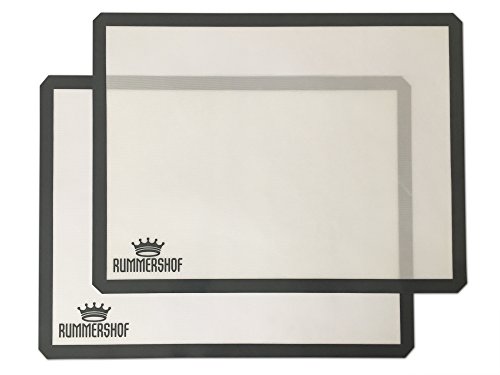 Rummershof Silikon Backmatten BPA-frei (2er Set): Silikonmatte groß (30x40 cm) - Haltbare Dauerbackfolie grau - Backfolie - Backunterlage