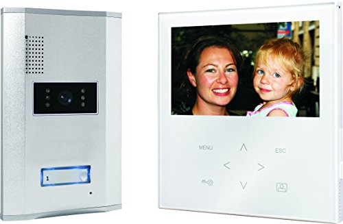 Smartwares Video-Türgegensprechanlage mit flachem Touchscreen-Panel, Farbbildmonitor, VD71W SW