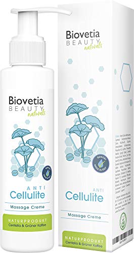 Biovetia Beauty Naturals Anti Cellulite Creme, 100% natürliche straffende Creme-Gel-Öl Basis gegen Cellulite und Orangenhaut, Auch zur Massage für das Bindegewebe, 200ml