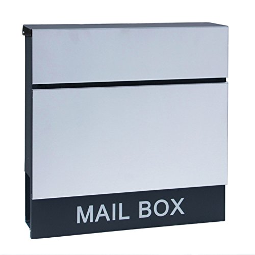 LZQ Neu Typ Zeitlosem Design Edelstahl Briefkasten, Wandbriefkasten mit Zeitungsfach, A4 Einwurf-Format, Abschließbar (Modell H)