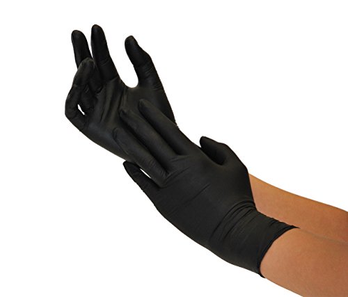 Einweghandschuhe Nitril 200 Stück Box (L, Nitril schwarz) Nitrilhandschuhe, Einmalhandschuhe, Untersuchungshandschuhe, Nitril Handschuhe, puderfrei, ohne Latex, unsteril, latexfrei, disposible gloves,