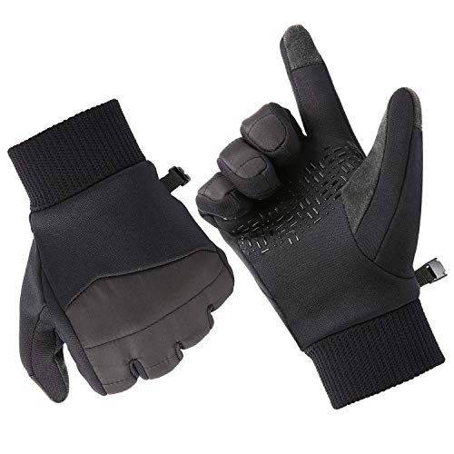 Fazitrip Touchscreen Handschuhe, Warm Nylon Silikon Fahrradhandschuhe Herren Winter Handschuhe rutschfest Winddicht Outdoor Sporthandschuhe für Fitness Camping Wandern Reiten (Mit Silikon, S)