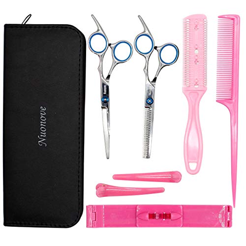 Friseurschere Set Haarschere Set Profil, 8-er Haarschneideschere Set mit Effilierschere und Modelierschere für den Hausgebrauch mit Kamm und Fall Perfekter Haarschnitt für Damen und Herren (6 Zoll)