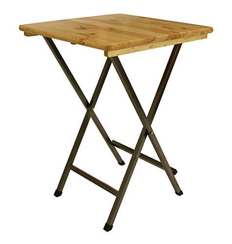 DEGAMO Stehtisch ZÜRICH 78x78cm quadratisch, Stahlgestell + Holzplatte, klar Lackiert