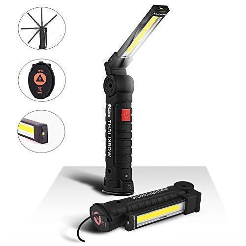 LED Arbeitsleuchte Taschenlampe Werkstattlampe LED COB Inspektionsleuchten Wiederaufladbare mit Haken zum Aufhängen und Magnet Basis für Auto Reparatur, Werkstatt, Garage, Camping, Notbeleuchtung