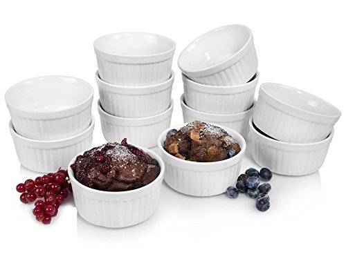 Sänger Soufflé Souffle Förmchen 12er Set | Durchmesser 10 cm | Perfekt geeignet für Muffins, Cupcakes, Creme Brûlée oder als Dipschalen Ofenbeständig bis 250°C -Porzellan-
