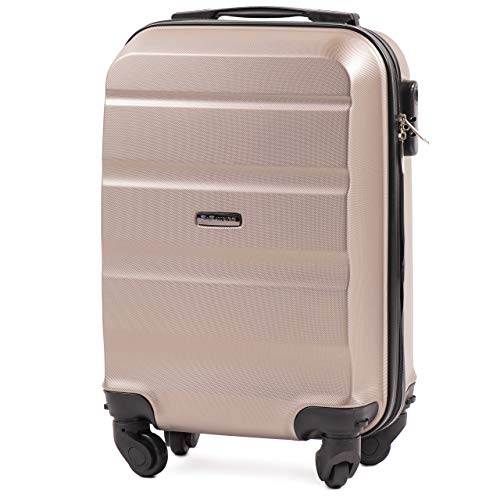 VINCI LUGGAGE Geräumiger Kabinentrolley - Leichter Flugzeugkoffer - Luxuriöser und moderner Koffer mit zweistufigen Teleskopgriff und Kombinationsschloss (Champagne, XS 51x33x20)