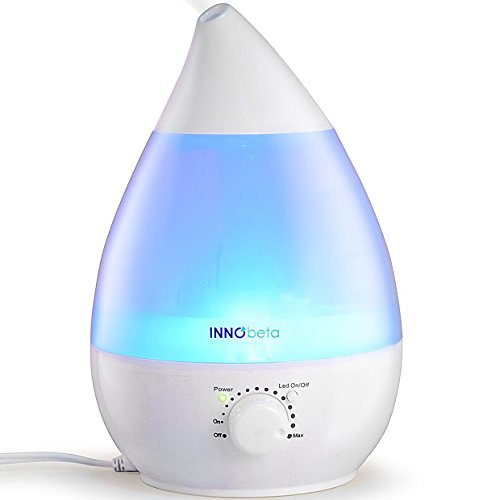 InnoBeta 2,4 Liter Ultraschall-Luftbefeuchter Cool Mist mit Filter für babys, kinder - Die ganze Nacht hindurch, Leise, Automatische Ausschaltung,langlebig, 7-farbige LED-Lichter (bis 35m²)