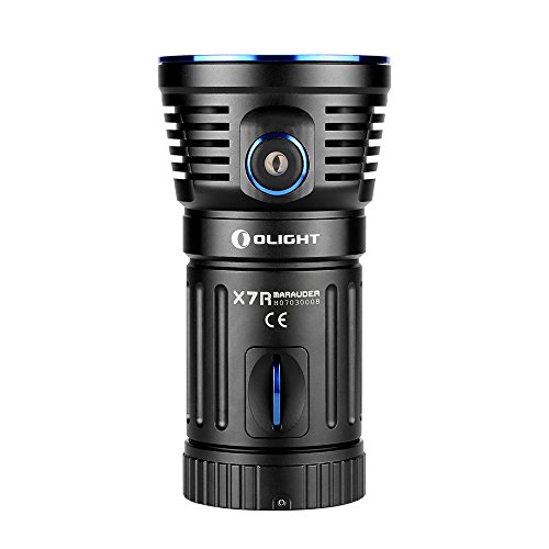 Olight X7R Marauder aufladbar LED Taschenlampe 12000 Lumen mit 3 X Cree XHP70 CW LED - inkl. 1 x eingebaute 4 x 3000mAh 18650 Akkus - Ultra hell und kompakt