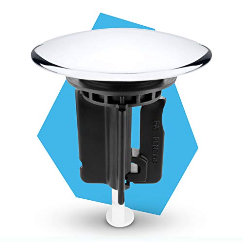 Bächlein Universal Waschbeckenstöpsel extra-groß - bewährter Abflussstopfen neu gedacht - Abfluss-Stopfen Chrom aus massivem Messing mit innovativem Flügelstopfen und extra dicker Dichtung