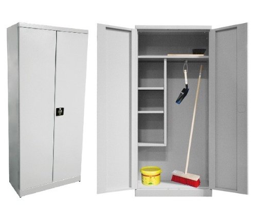 ADB Putzmittelschrank / Besenschrank / Universalschrank / Mehrzweckschrank / Metallschrank / Stahl-Schrank / Spindschrank, 80x37x179 cm, Sehr Robust, abschließbar